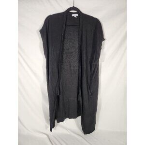 New York Co Womens Long Librarian Sweater Cardigan Sleeveless Black XL